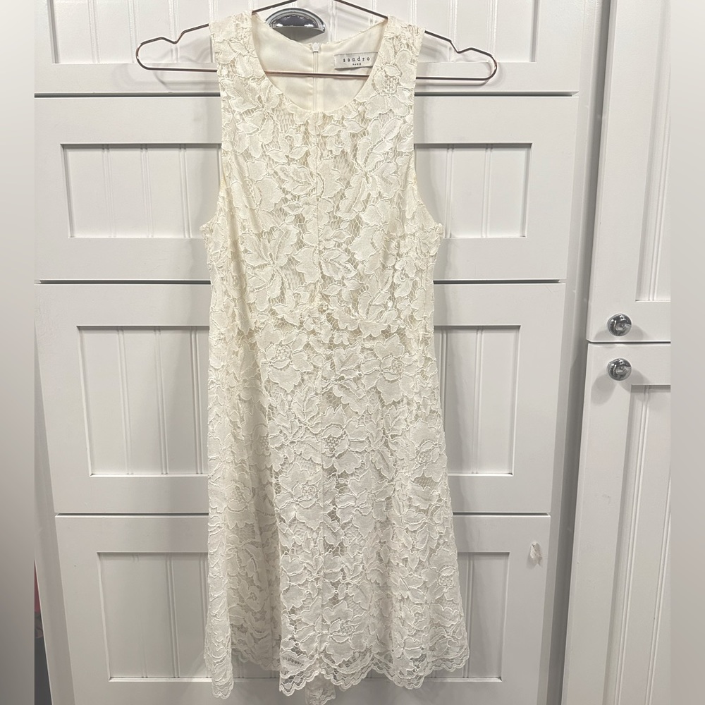 Sandro white lace mini dress